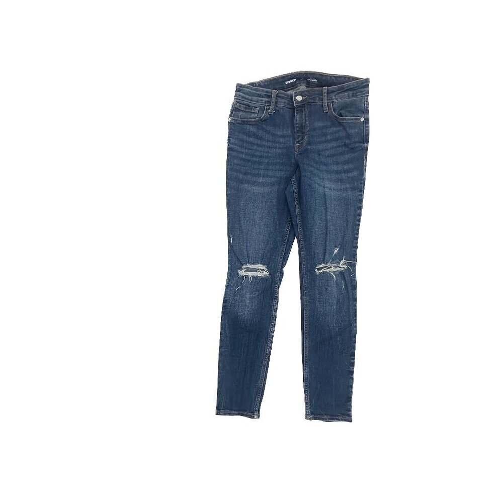 Old Navy Mid Rise Rockstar‎ Super SKinny Distressed Women's size 6P Blue Jeans